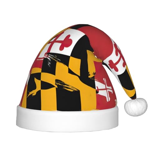 Maryland-Flagge, Plüsch-Weihnachtsmannmütze, bequeme Weihnachtsmütze für Weihnachten, Partygeschenke, passend für Jugendliche Maryland-Flagge, Plüsch-Weihnachtsmannmütze, bequeme Weihnachtsmütze für Weihnachten, Partygeschenke, passend für Jugendliche von HGFVY