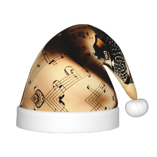 Mikrofon mit Musiknote, Plüsch-Weihnachtsmannmütze, bequeme Weihnachtsmütze für Weihnachten, Partygeschenke, passend für Jugendliche von HGFVY
