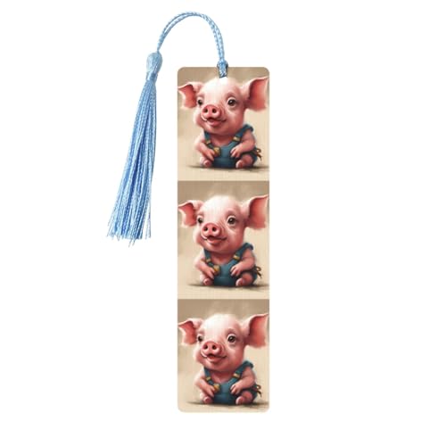 Naughty Pig Baby-Druck, Holz-Lesezeichen, niedliche Lesezeichen, Etikett, Ornament für Dekoration, Handwerk, Dekorationen zum Lesen, 5 Stück von HGFVY