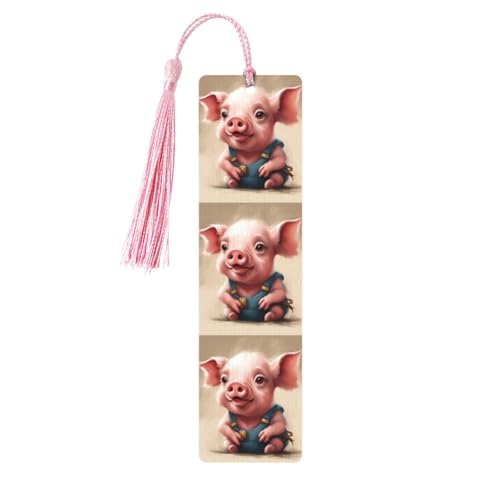 Naughty Pig Baby-Druck, Holz-Lesezeichen, niedliche Lesezeichen, Etikett, Ornament für Dekoration, Handwerk, Dekorationen zum Lesen, 5 Stück von HGFVY