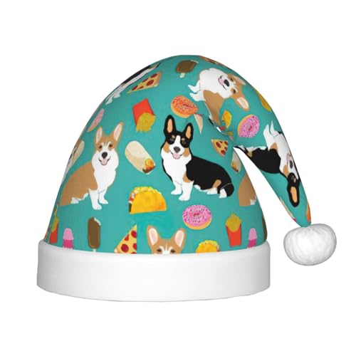 Niedliche Corgi Plüsch-Weihnachtsmannmütze, bequeme Weihnachtsmütze für Weihnachten, Partygeschenke, passend für Jugendliche von HGFVY