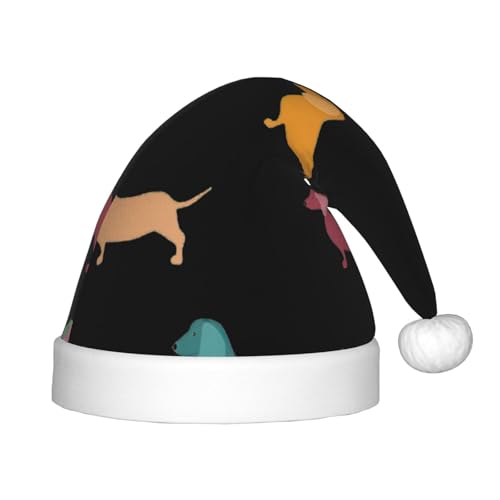 Niedliche Dackel-Hunde, 1 Stück, Plüsch-Weihnachtsmannmütze, bequeme Weihnachtsmütze für Weihnachten, Partygeschenke, passend für Jugendliche von HGFVY