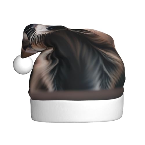 Niedlicher Waschbär, Plüsch-Weihnachtsmannmütze, bequeme Weihnachtsmütze für Weihnachten, Partygeschenke, passend für Erwachsene von HGFVY