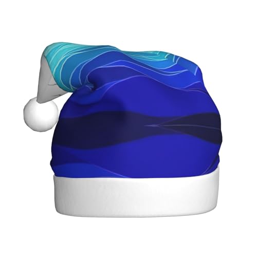 Ocean Waves Segelboot, Plüsch-Weihnachtsmannmütze, bequeme Weihnachtsmütze für Weihnachten, Party, Gastgeschenke, passend für Erwachsene von HGFVY