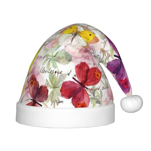 Plüsch-Weihnachtsmannmütze, Motiv: Schmetterling, bequeme Weihnachtsmütze für Weihnachten, Partygeschenke, passend für Jugendliche, 1 Stück von HGFVY