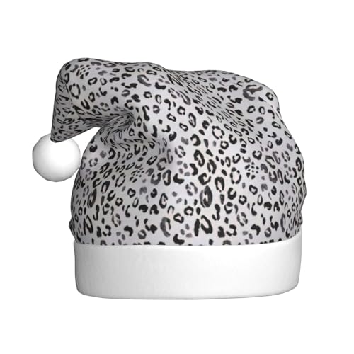 Plüsch-Weihnachtsmütze mit Leopardenmuster, bequeme Weihnachtsmütze für Weihnachten, Partygeschenke, passend für Erwachsene von HGFVY
