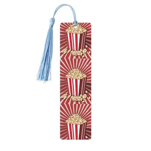 Popcorn-Druckdruck, Holz-Lesezeichen, niedliche Lesezeichen, Etiketten-Ornament für Dekoration, Handwerk, Dekorationen zum Lesen, 5 Stück von HGFVY