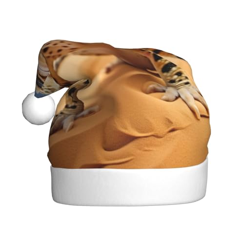 Sand-Leoparden-Gecko, Plüsch-Weihnachtsmannmütze, bequeme Weihnachtsmütze für Weihnachten, Partygeschenke, passend für Erwachsene von HGFVY