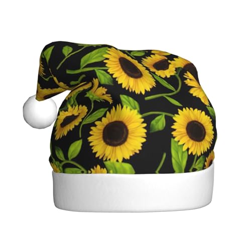 Schöne Sonnenblumen-Plüsch-Weihnachtsmannmütze, bequeme Weihnachtsmütze für Weihnachten, Partygeschenke, passend für Erwachsene Schöne Sonnenblumen-Plüsch-Weihnachtsmannmütze, bequeme Weihnachtsmütze für Weihnachten, Partygeschenke, passend für Erwachsene von HGFVY