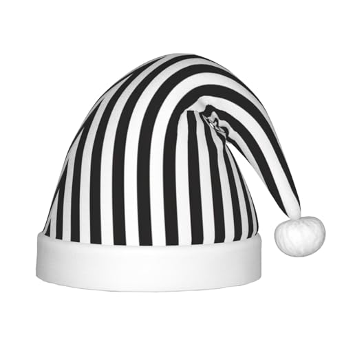 Schwarz-weiß gestreifte Plüsch-Weihnachtsmannmütze, bequeme Weihnachtsmütze für Weihnachten, Partygeschenke, passend für Jugendliche von HGFVY