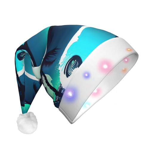 Skateboard mit Palmen, Wellen, LED-Weihnachtsmütze, beleuchtete Weihnachtsmütze, Uni, Urlaubsmütze für Party, Urlaub, Partyzubehör Skateboard mit Palmen, Wellen, LED-Weihnachtsmütze, beleuchtete Weihnachtsmütze, Uni, Urlaubsmütze für Party, Urlaub, Partyzubehör von HGFVY