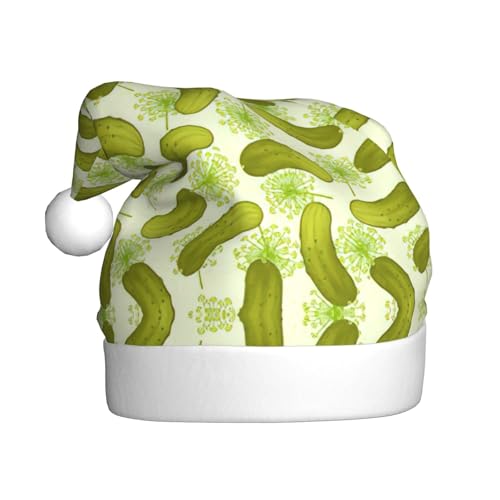 Sushi Dill Pickles Plüsch-Weihnachtsmannmütze, bequeme Weihnachtsmütze für Weihnachten, Partygeschenke, passend für Erwachsene, 1 Packung von HGFVY