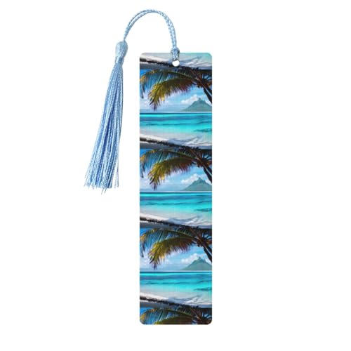 Tahiti Beach Printing 5 Stück Holz-Lesezeichen, niedliche Lesezeichen, Etikett, Ornament für Dekoration, Handwerk, Dekorationen zum Lesen von HGFVY