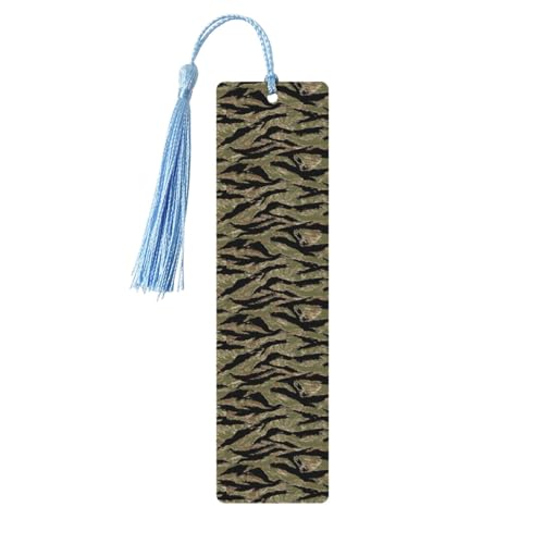 Tiger Stripe Camo Printing Holz-Lesezeichen, niedliche Lesezeichen, Etikett, Ornament für Dekoration, Handwerk, Dekorationen zum Lesen, 5 Stück von HGFVY