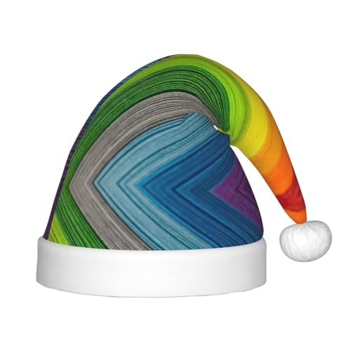 Weihnachtsmütze aus Plüsch, gestreift, Regenbogenfarben, 1 Stück, bequeme Weihnachtsmütze für Weihnachten, Partygeschenke, passend für Jugendliche Weihnachtsmütze aus Plüsch, gestreift, Regenbogenfarben, 1 Stück, bequeme Weihnachtsmütze für Weihnachten, Partygeschenke, passend für Jugendliche von HGFVY