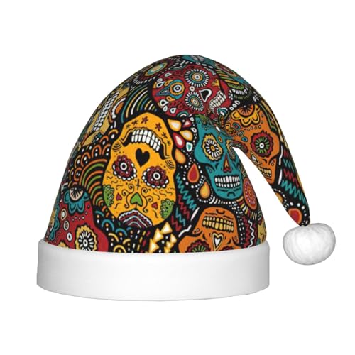 Weihnachtsmütze im Zucker- und Totenkopf-Stil, 1 Stück, Plüsch-Weihnachtsmannmütze, bequeme Weihnachtsmütze für Weihnachtsgeschenke, passend für Jugendliche von HGFVY