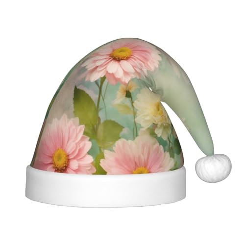Weihnachtsmütze mit Blumen- und Gänseblümchen, Plüsch, bequeme Weihnachtsmütze für Weihnachten, Party, Gastgeschenke, passend für Jugendliche Weihnachtsmütze mit Blumen- und Gänseblümchen, Plüsch, bequeme Weihnachtsmütze für Weihnachten, Party, Gastgeschenke, passend für Jugendliche von HGFVY