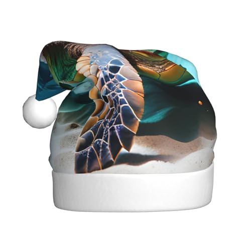Weihnachtsmütze mit Meeresschildkröte, Plüsch, Weihnachtsmannmütze, bequeme Weihnachtsmütze für Weihnachten, Partygeschenke, passend für Erwachsene Weihnachtsmütze mit Meeresschildkröte, Plüsch, Weihnachtsmannmütze, bequeme Weihnachtsmütze für Weihnachten, Partygeschenke, passend für Erwachsene von HGFVY