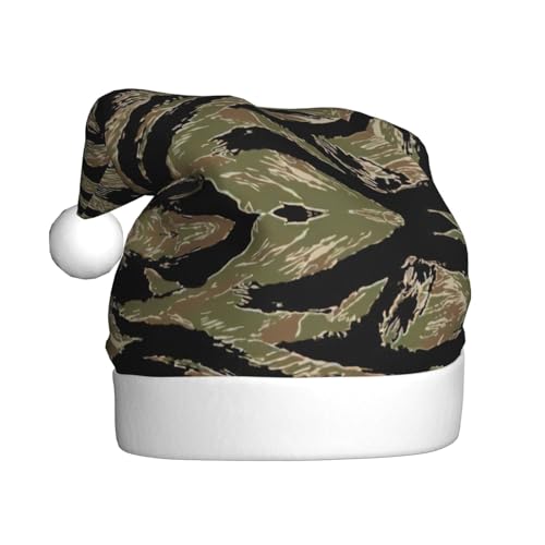 Weihnachtsmütze mit Tigerstreifen, Camouflage, Plüsch, bequeme Weihnachtsmütze für Weihnachten, Party, Gastgeschenke, passend für Erwachsene Weihnachtsmütze mit Tigerstreifen, Camouflage, Plüsch, bequeme Weihnachtsmütze für Weihnachten, Party, Gastgeschenke, passend für Erwachsene von HGFVY