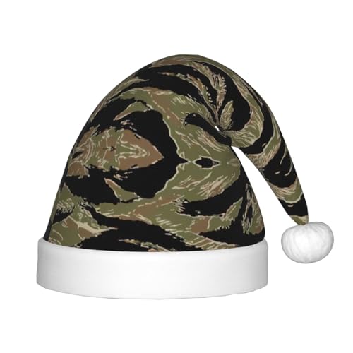 Weihnachtsmütze mit Tigerstreifen, Camouflage, Plüsch, bequeme Weihnachtsmütze für Weihnachten, Party, Gastgeschenke, passend für Jugendliche Weihnachtsmütze mit Tigerstreifen, Camouflage, Plüsch, bequeme Weihnachtsmütze für Weihnachten, Party, Gastgeschenke, passend für Jugendliche von HGFVY