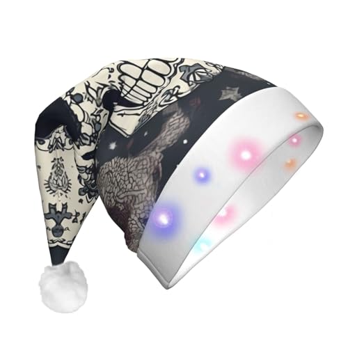 Weihnachtsmütze mit Totenkopf-Motiv, Yoga- und Blumen-LED-Weihnachtsmütze, Uni, für Party, Urlaub, Partyzubehör Weihnachtsmütze mit Totenkopf-Motiv, Yoga- und Blumen-LED-Weihnachtsmütze, Uni, für Party, Urlaub, Partyzubehör von HGFVY