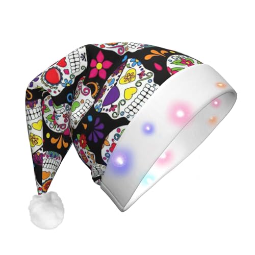 Weihnachtsmütze mit Totenkopf-Motiv, beleuchtete Weihnachtsmütze, Uni, für Party, Urlaub, Partyzubehör von HGFVY