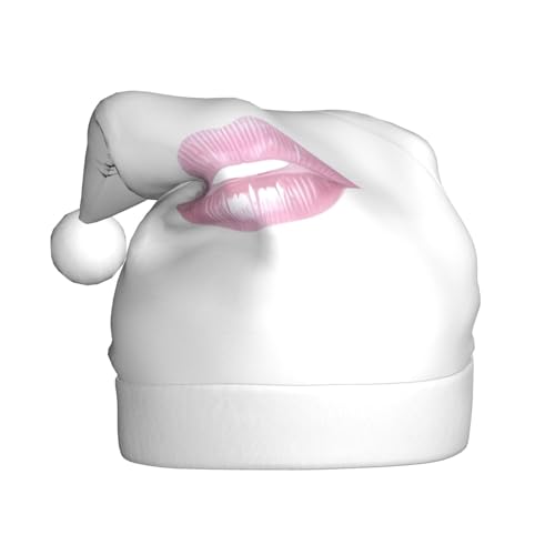 Weihnachtsmütze mit Wimpernlippe, Plüsch, bequeme Weihnachtsmütze für Weihnachten, Partygeschenke, passend für Erwachsene, Weiß, 1 Stück von HGFVY