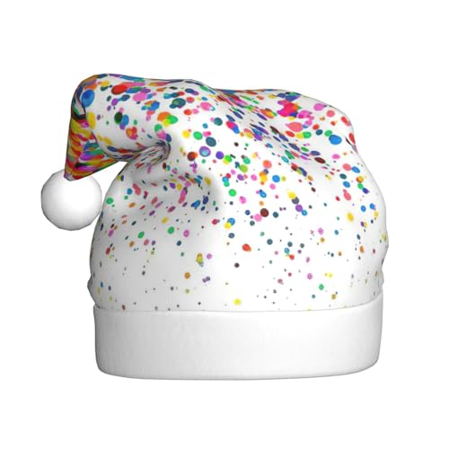 Weihnachtsmütze mit farbigen Punkten, 1 Stück, Plüsch, bequeme Weihnachtsmütze für Weihnachten, Partygeschenke, passend für Erwachsene von HGFVY