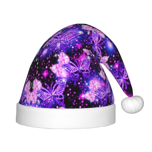 Weihnachtsmütze mit niedlichem Schmetterlings-Aufdruck, 1 Stück, Plüsch-Weihnachtsmannmütze, bequeme Weihnachtsmütze für Weihnachten, Partygeschenke, passend für Jugendliche Weihnachtsmütze mit niedlichem Schmetterlings-Aufdruck, 1 Stück, Plüsch-Weihnachtsmannmütze, bequeme Weihnachtsmütze für Weihnachten, Partygeschenke, passend für Jugendliche von HGFVY