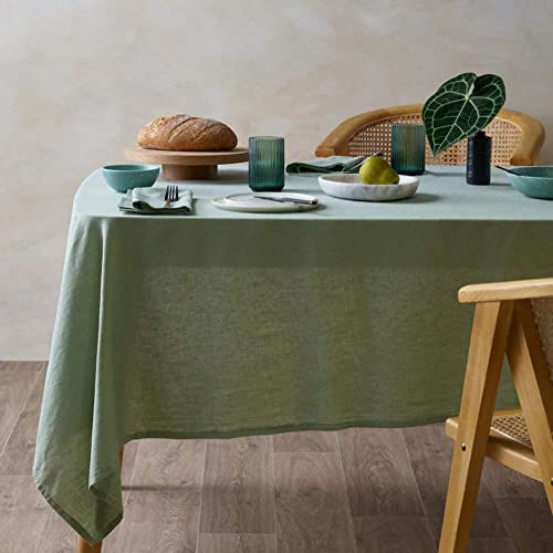Tischdecke Abwaschbar,Boho Leinentischdecke Grün Handgefertigte Einfarbige Tischdecke Tischdecke Aus Natürlichem Stoff Für Den Frühling, Drinnen Und Draußen, Klassischer Hohlsaum, 90 X 90 cm von HGJH