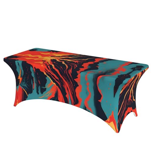 HGKHadc Essentielle rechteckige elastische Tischdecke, waschbar, knitterfrei, Motiv: Vulkandruck HGKHadc Essentielle rechteckige elastische Tischdecke, waschbar, knitterfrei, Motiv: Vulkandruck von HGKHadc