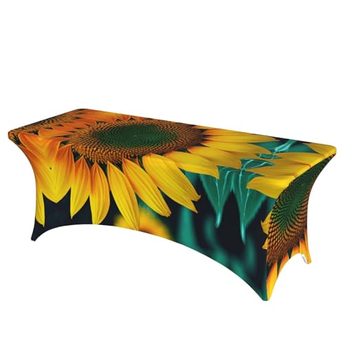 HGKHadc Rechteckige, elastische Tischdecke mit Regenbogen-Sonnenblumen-Druck, waschbar, knitterarm HGKHadc Rechteckige, elastische Tischdecke mit Regenbogen-Sonnenblumen-Druck, waschbar, knitterarm von HGKHadc