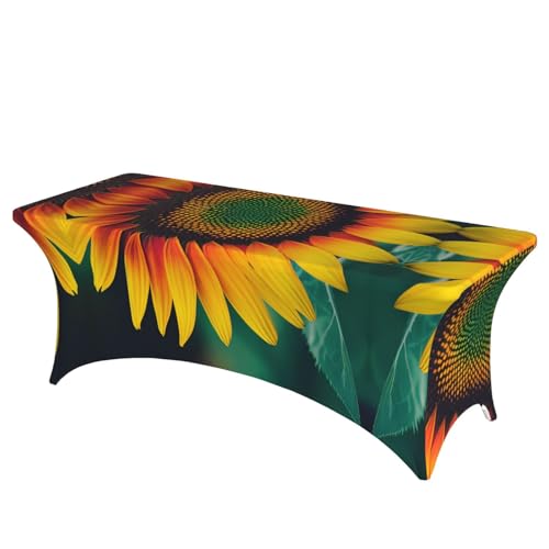 HGKHadc Rechteckige, elastische Tischdecke mit Regenbogen-Sonnenblumen-Druck, waschbar, knitterarm HGKHadc Rechteckige, elastische Tischdecke mit Regenbogen-Sonnenblumen-Druck, waschbar, knitterarm von HGKHadc