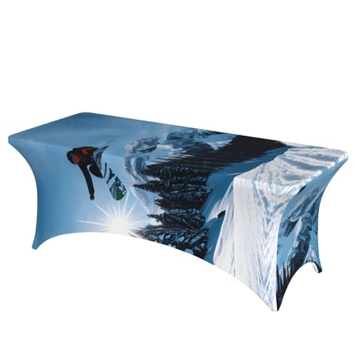 HGKHadc Rechteckige, elastische Tischdecke mit Snowboard-Aufdruck, waschbar, knitterarm HGKHadc Rechteckige, elastische Tischdecke mit Snowboard-Aufdruck, waschbar, knitterarm von HGKHadc