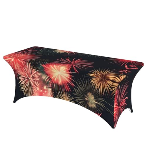HGKHadc Rechteckige, elastische Tischdecke mit schönem Feuerwerk-Aufdruck, waschbar, knitterarm HGKHadc Rechteckige, elastische Tischdecke mit schönem Feuerwerk-Aufdruck, waschbar, knitterarm von HGKHadc