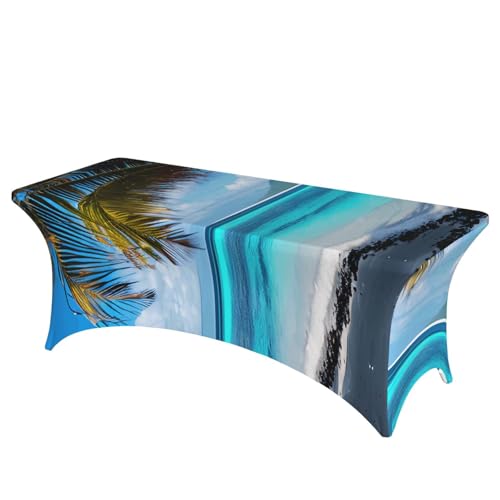HGKHadc Tahiti Tischdecke mit Strand-Aufdruck, rechteckig, elastisch, waschbar, knitterarm HGKHadc Tahiti Tischdecke mit Strand-Aufdruck, rechteckig, elastisch, waschbar, knitterarm von HGKHadc