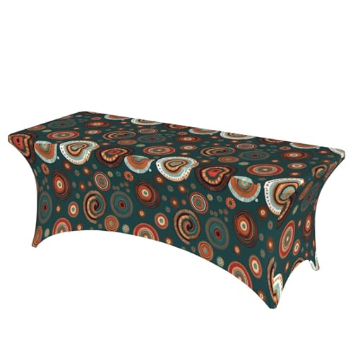 HGKHadc Tischdecke, Motiv: Ethnische Kreise, Blumenmuster, rechteckig, elastisch, waschbar, knitterarm HGKHadc Tischdecke, Motiv: Ethnische Kreise, Blumenmuster, rechteckig, elastisch, waschbar, knitterarm von HGKHadc