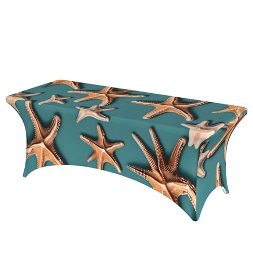 HGKHadc Tischdecke, Motiv: Muscheln, Seestern-Druck, rechteckig, elastisch, waschbar, knitterarm HGKHadc Tischdecke, Motiv: Muscheln, Seestern-Druck, rechteckig, elastisch, waschbar, knitterarm von HGKHadc
