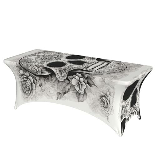 HGKHadc Tischdecke, Motiv: mexikanischer Totenkopf, rechteckig, elastisch, waschbar, knitterarm von HGKHadc