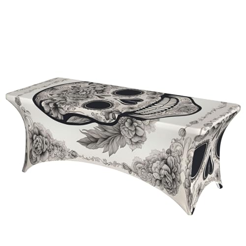 HGKHadc Tischdecke, Motiv: mexikanischer Totenkopf, rechteckig, elastisch, waschbar, knitterarm von HGKHadc