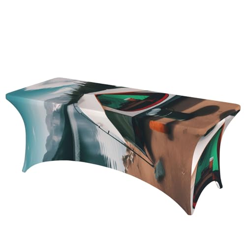 HGKHadc Tischdecke, rechteckig, elastisch, waschbar, knitterfrei, Motiv: Lake Camping HGKHadc Tischdecke, rechteckig, elastisch, waschbar, knitterfrei, Motiv: Lake Camping von HGKHadc
