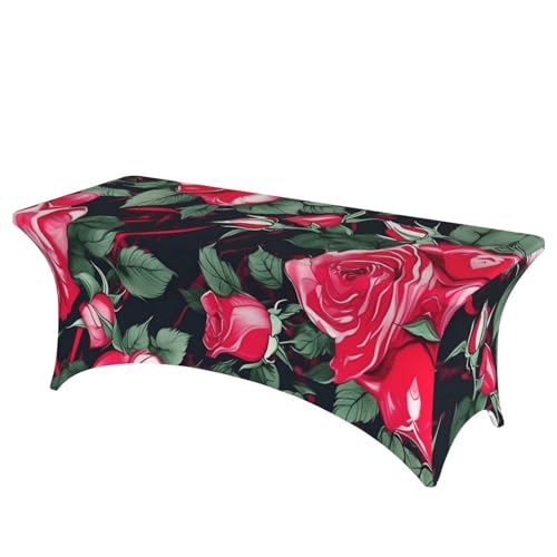 HGKHadc Tischdecke, rechteckig, elastisch, waschbar, knitterfrei, Motiv: Rosenblüten HGKHadc Tischdecke, rechteckig, elastisch, waschbar, knitterfrei, Motiv: Rosenblüten von HGKHadc