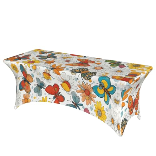 HGKHadc Tischdecke, rechteckig, elastisch, waschbar, knitterfrei, Motiv: Schmetterlinge und Gänseblümchen HGKHadc Tischdecke, rechteckig, elastisch, waschbar, knitterfrei, Motiv: Schmetterlinge und Gänseblümchen von HGKHadc