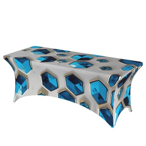HGKHadc Tischdecke, rechteckig, elastisch, waschbar, knitterfrei, Motiv: blaue Sechsecke und Diamanten HGKHadc Tischdecke, rechteckig, elastisch, waschbar, knitterfrei, Motiv: blaue Sechsecke und Diamanten von HGKHadc
