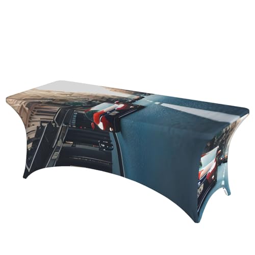 HGKHadc Tischdecke, rechteckig, elastisch, waschbar, knitterfrei, Rot von HGKHadc