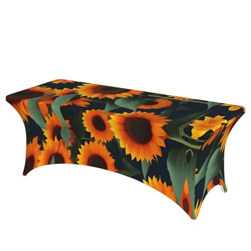 HGKHadc Tischdecke, rechteckig, elastisch, waschbar, knitterfrei, orangefarbener Sonnenblumen-Druck HGKHadc Tischdecke, rechteckig, elastisch, waschbar, knitterfrei, orangefarbener Sonnenblumen-Druck von HGKHadc