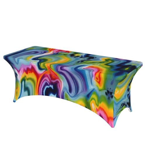 HGKHadc Tischdecke mit Batikdruck, rechteckig, elastisch, waschbar, knitterarm HGKHadc Tischdecke mit Batikdruck, rechteckig, elastisch, waschbar, knitterarm von HGKHadc