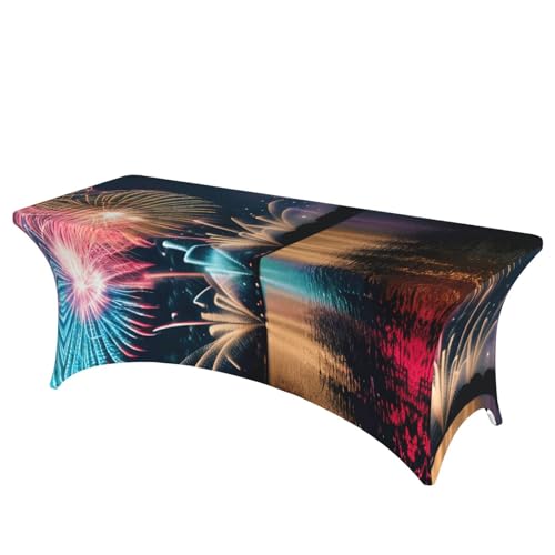 HGKHadc Tischdecke mit Feuerwerks-Aufdruck, rechteckig, elastisch, waschbar, knitterarm HGKHadc Tischdecke mit Feuerwerks-Aufdruck, rechteckig, elastisch, waschbar, knitterarm von HGKHadc