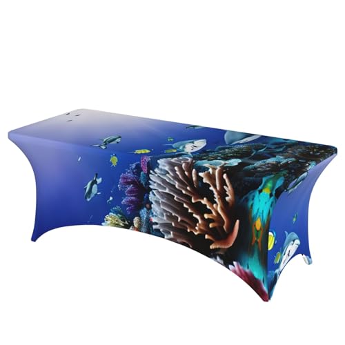 HGKHadc Tischdecke mit Haifisch-Motiv, rechteckig, elastisch, waschbar, knitterarm HGKHadc Tischdecke mit Haifisch-Motiv, rechteckig, elastisch, waschbar, knitterarm von HGKHadc