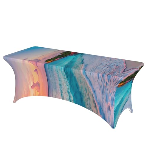 HGKHadc Tischdecke mit Jamaika-Stranddruck, rechteckig, elastisch, waschbar, knitterarm HGKHadc Tischdecke mit Jamaika-Stranddruck, rechteckig, elastisch, waschbar, knitterarm von HGKHadc